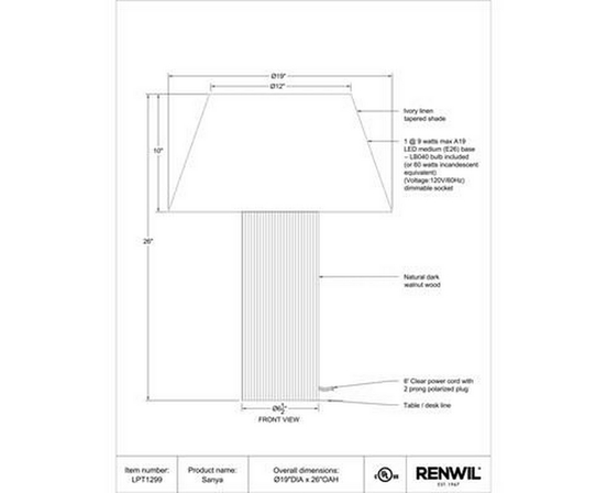 Lampe sur table Sanya de Renwil