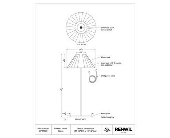 Lampe sur table Giada de Renwil