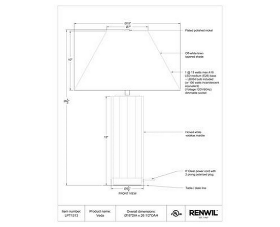 Lampe sur table Veda de Renwil