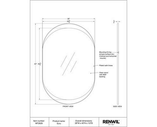 Miroir mural Ecru de Renwil