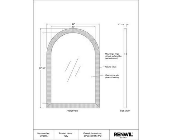 Miroir mural Tally de Renwil