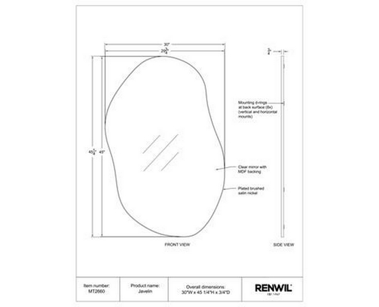 Miroir mural Javelin de Renwil