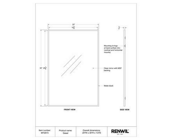 Miroir mural Gasel de Renwil