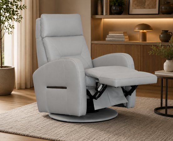 Fauteuil inclinable (petit) motorisé berçant et pivotant en cuir de Fornirama