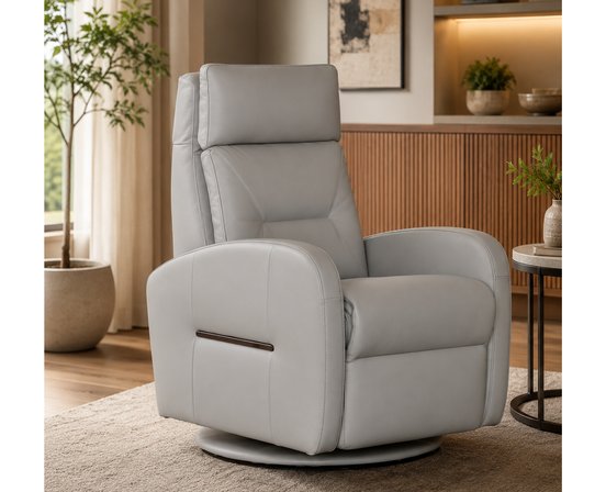 Fauteuil inclinable (médium) motorisé berçant et pivotant en cuir de Fornirama