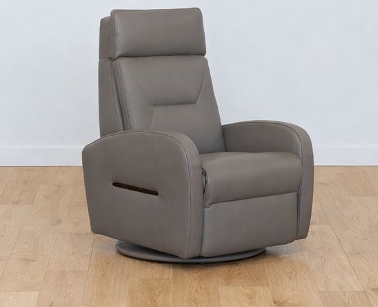 Fauteuil inclinable (médium) motorisé berçant et pivotant en cuir de Fornirama