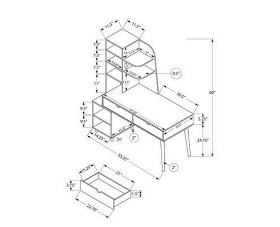 Bureau avec bibliothèque de Monarch