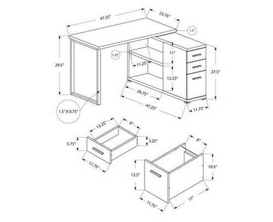 Bureau en coin avec rangement de Monarch