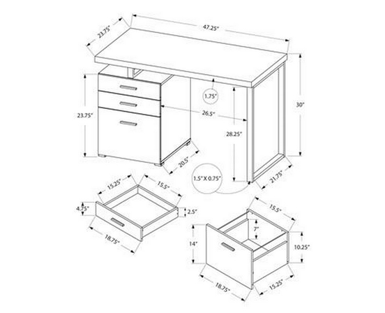 Bureau d'ordinateur avec rangement de Monarch