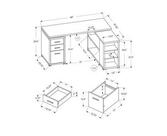 Bureau en coin avec rangement de Monarch