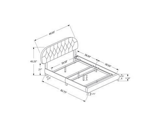 Lit plateforme simple rembourré de Monarch