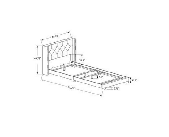Lit plateforme simple rembourré de Monarch