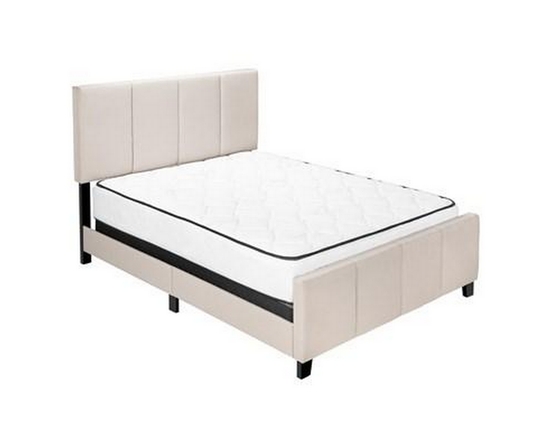 Grand lit plateforme rembourré avec rangement de Monarch