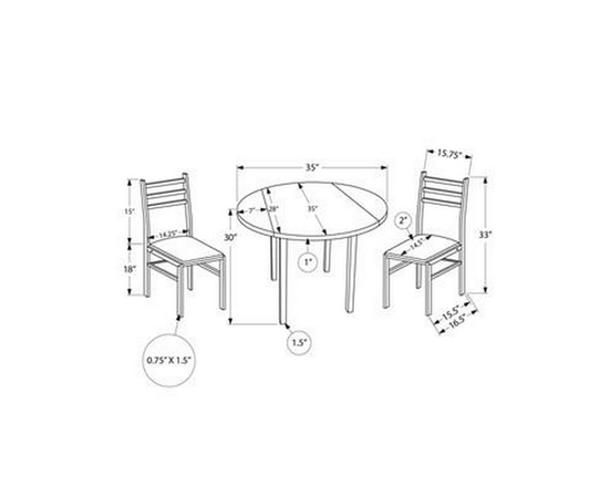 Ensemble de salle à manger 3-pièces de Monarch