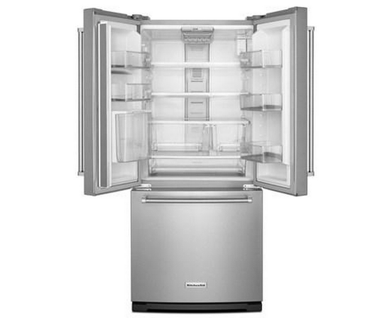Réfrigérateur trois portes avec porte à deux battants de 30 po, 19.7 Pi cu. avec distributeur d'eau et de glaçons KitchenAid - KRFF300ESS