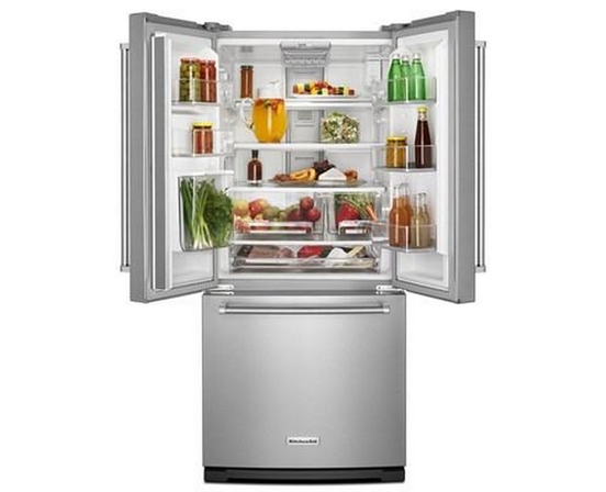 Réfrigérateur trois portes avec porte à deux battants de 30 po, 19.7 Pi cu. avec distributeur d'eau et de glaçons KitchenAid - KRFF300ESS