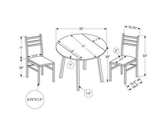Ensemble de salle à manger 3-pièces de Monarch