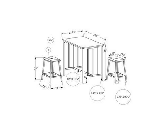 Ensemble de salle à manger 3-pièces de hauteur comptoir de Monarch