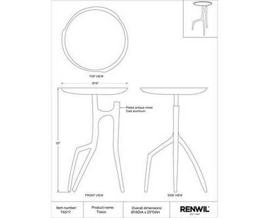 Table d'appoint Tosco de Renwil