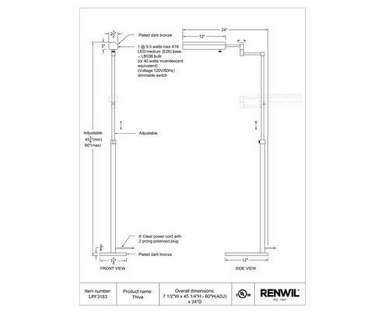 Lampe sur pied Thiva de Renwil