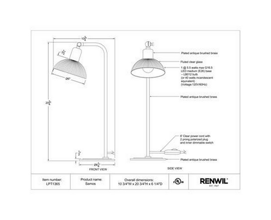 Lampe sur table Samos de Renwil
