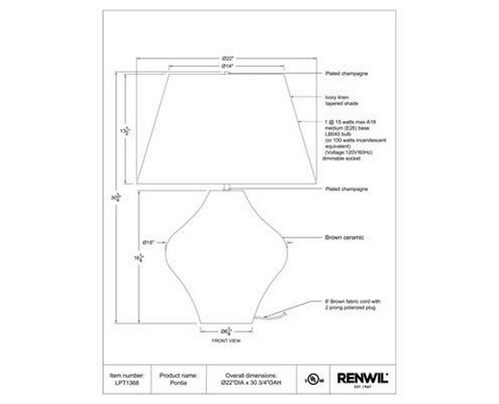 Lampe sur table Pontia de Renwil