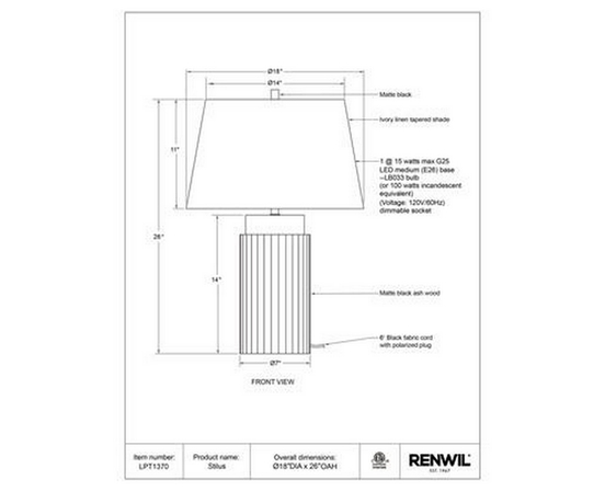 Lampe sur table Stilus de Renwil
