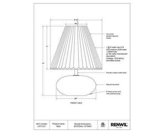 Lampe sur table Noto de Renwil