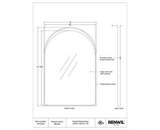 Miroir mural Mentha de Renwil