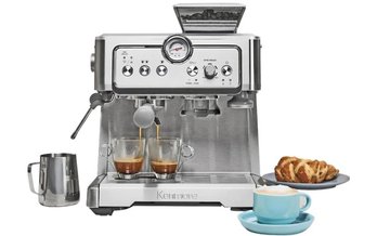 Machine à espresso avec broyeur et mousseur à lait 15 bars, acier inoxydable, Kenmore - KKCMEMT