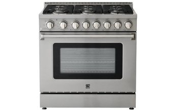 Cuisinière au gaz de 36 po, four de 6,2 pi³ avec convection véritable et friture à air, surface de cuisson à 6 brûleurs, Kenmore PRO - KKProGRFC36X6.2-AFC