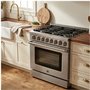Cuisinière au gaz de 36 po, four de 6,2 pi³ avec convection véritable et friture à air, surface de cuisson à 6 brûleurs, Kenmore PRO - KKProGRFC36X6.2-AFC