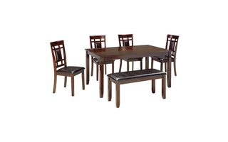 Table de salle à manger et chaises avec banc Bennox Ensemble de 6 de Ashley - D384-325