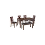 Table de salle à manger et chaises avec banc Bennox Ensemble de 6 de Ashley - D384-325