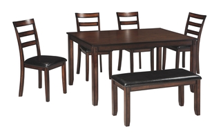 Table de salle à manger et chaises avec banc Coviar Ensemble de 6 de Ashley - D385-325