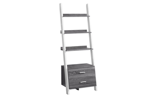 Étagère bibliothèque avec 2 tiroirs gris blanc - 2756