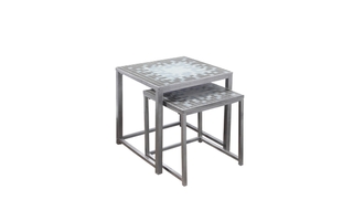 Tables gigognes ens. 2 pcs argent tuile bleu gris - 3141