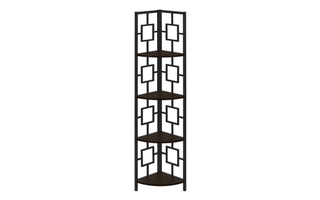 Étagère espresso métal noir en coin - 3612