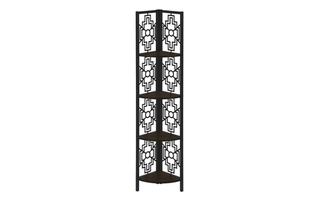 Étagère espresso métal noir en coin - 3622
