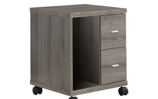 Credence taupe foncé 2 tiroirs sur roulette - 7056