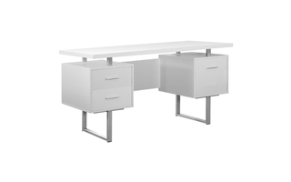 Bureau métal argent blanc -7081
