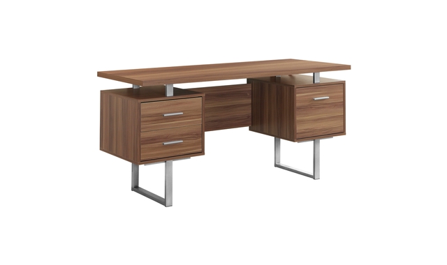 Bureau métal argent noyer - 7083