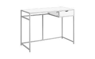 Bureau blanc métal argent - 7222
