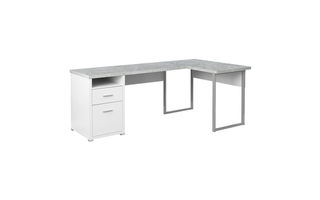 Bureau blanc simili-ciment cote droit gauche - 7258