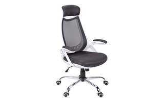 Chaise de Bureau blanche avec dossier en mèche chrome - 7269