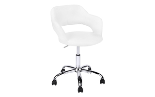 Chaise deBureau blanc métal chrome base hydraulique - 7299