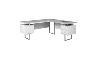 Bureau blanc simili-ciment cote droit gauche - 7307