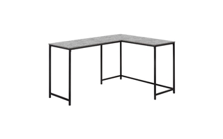Bureau fausse pierre grise en coin métal noir - 7392