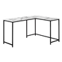 Bureau faux marbre blanc en coin métal noir - 7393