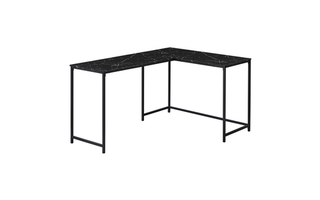 Bureau faux marbre noir en coin métal noir - 7396